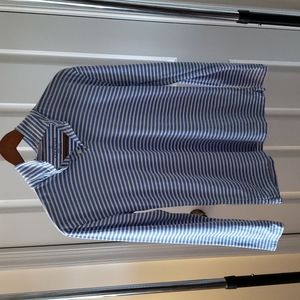 J.Crew Crewcuts Blue and White Striped long sleeve polo shirt size 14